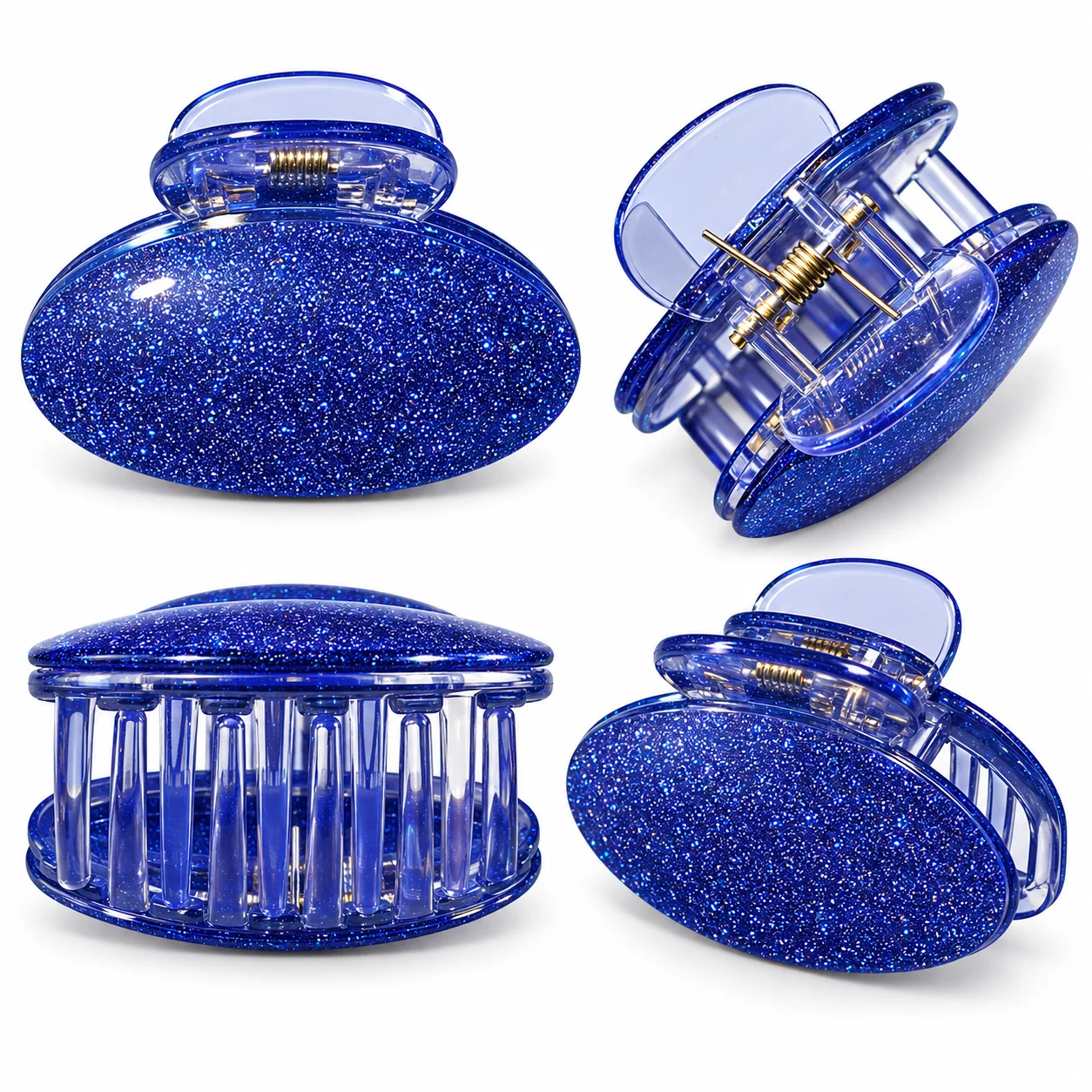 Glitter Oval Hair Claw Clip – Strong Grip Stylish Hair Catcher for Women
