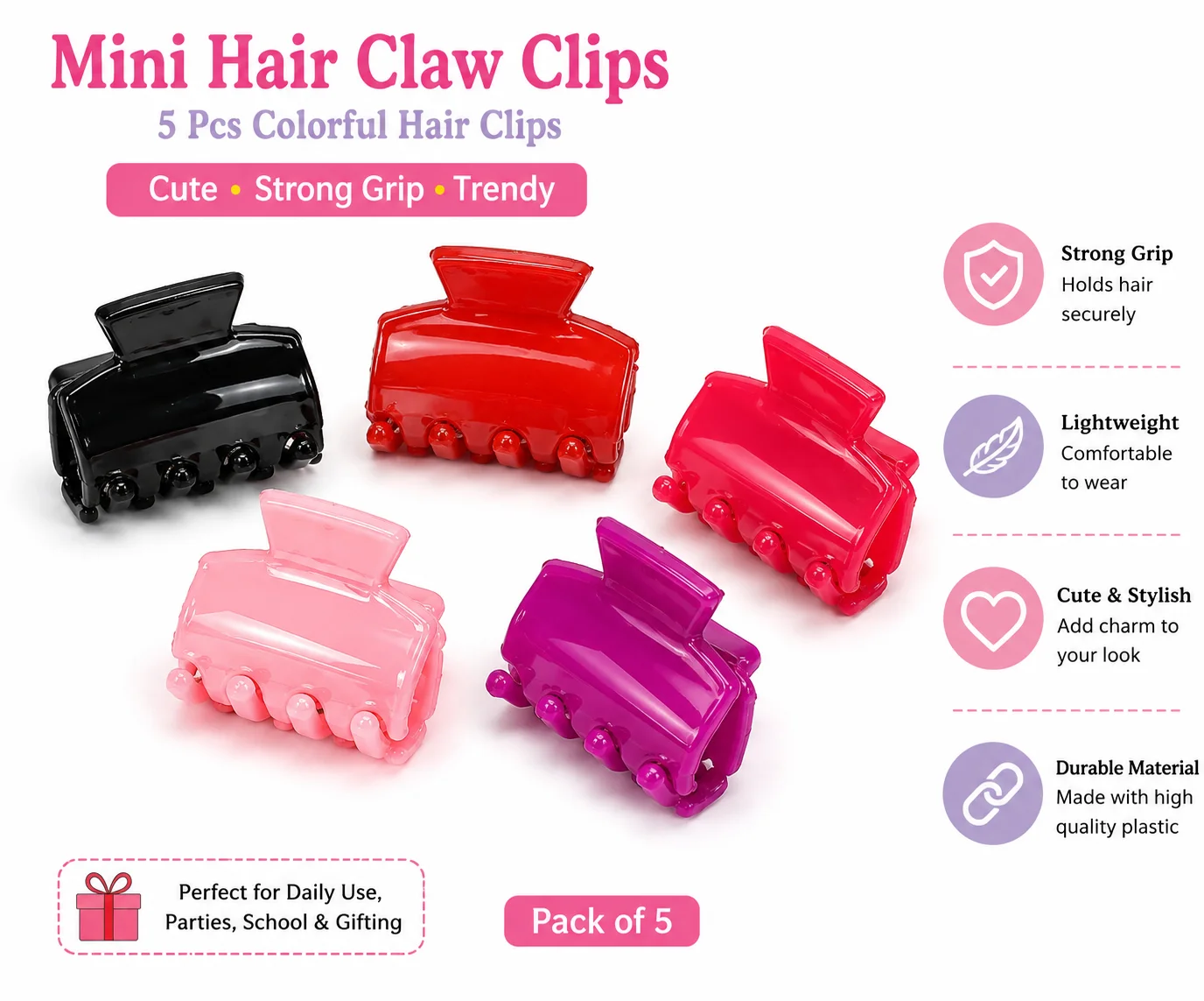 Colorful Small Hair Clips for Girls & Kids