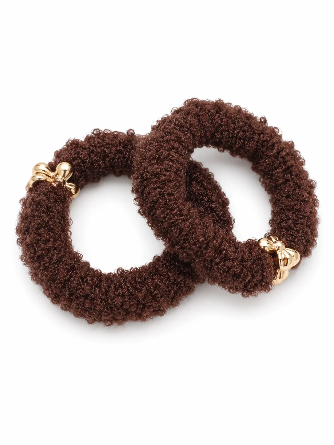 Premium Curly Hair Scrunchies Set – Brown, Caramel & Cream Pony Tail Bands for Women & Girls