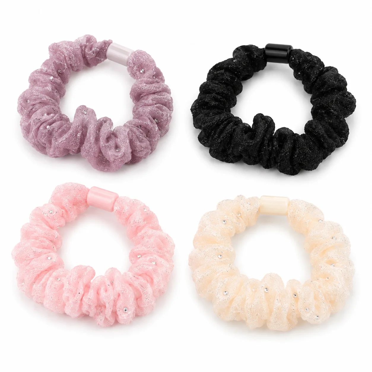 Glitter Hair Scrunchies Set for Girls & Women