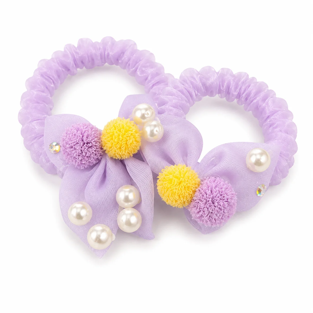 Pearl Bow Hair Scrunchie Set for Girls