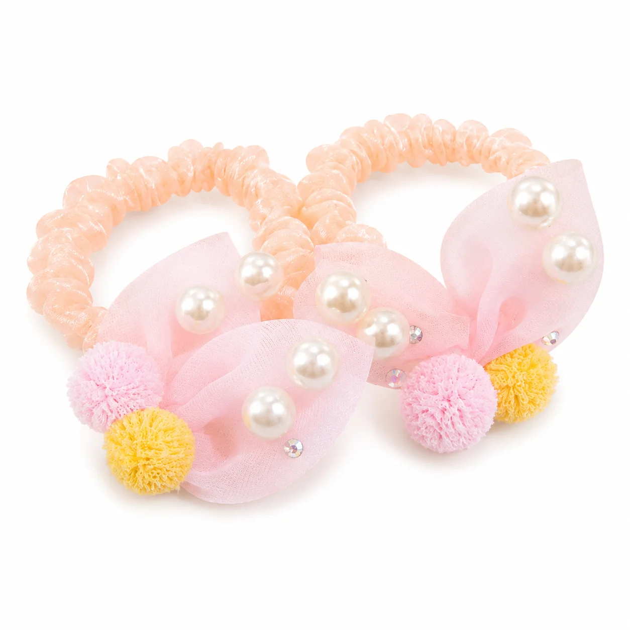 Pearl Bow Hair Scrunchie Set for Girls