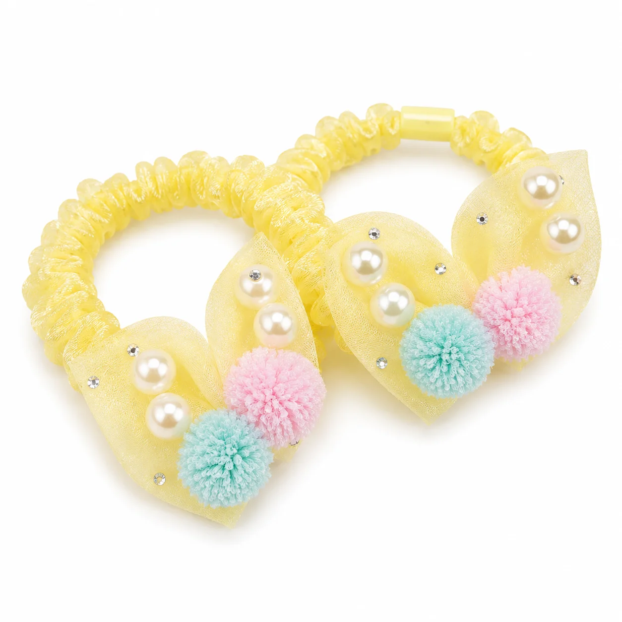 Pearl Bow Hair Scrunchie Set for Girls