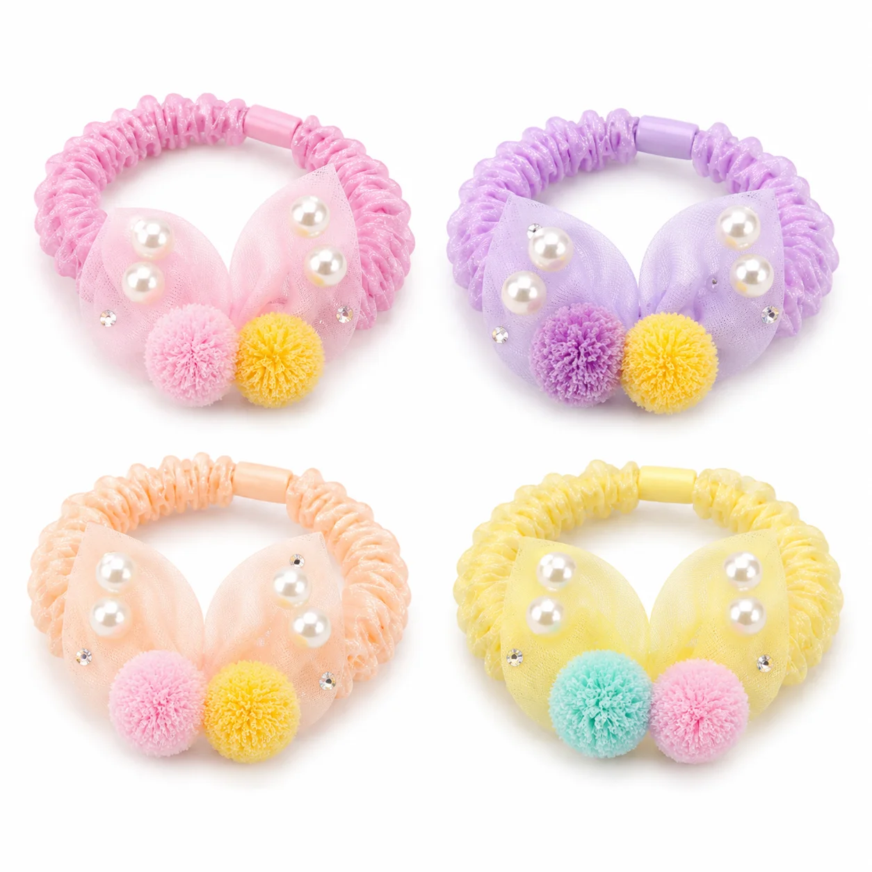 Pearl Bow Hair Scrunchie Set for Girls