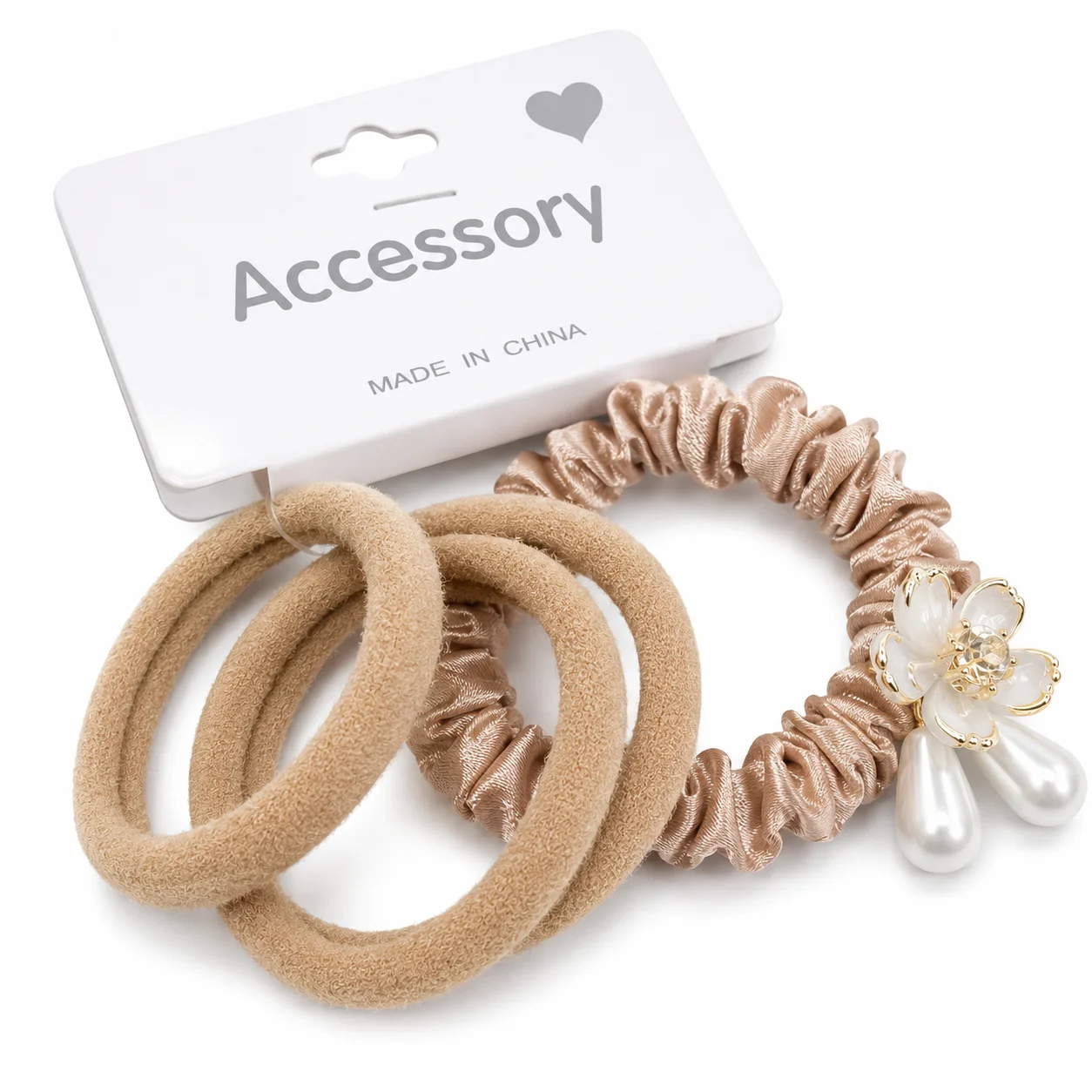 Elegant Pearl Charm Hair Tie Set for Girl