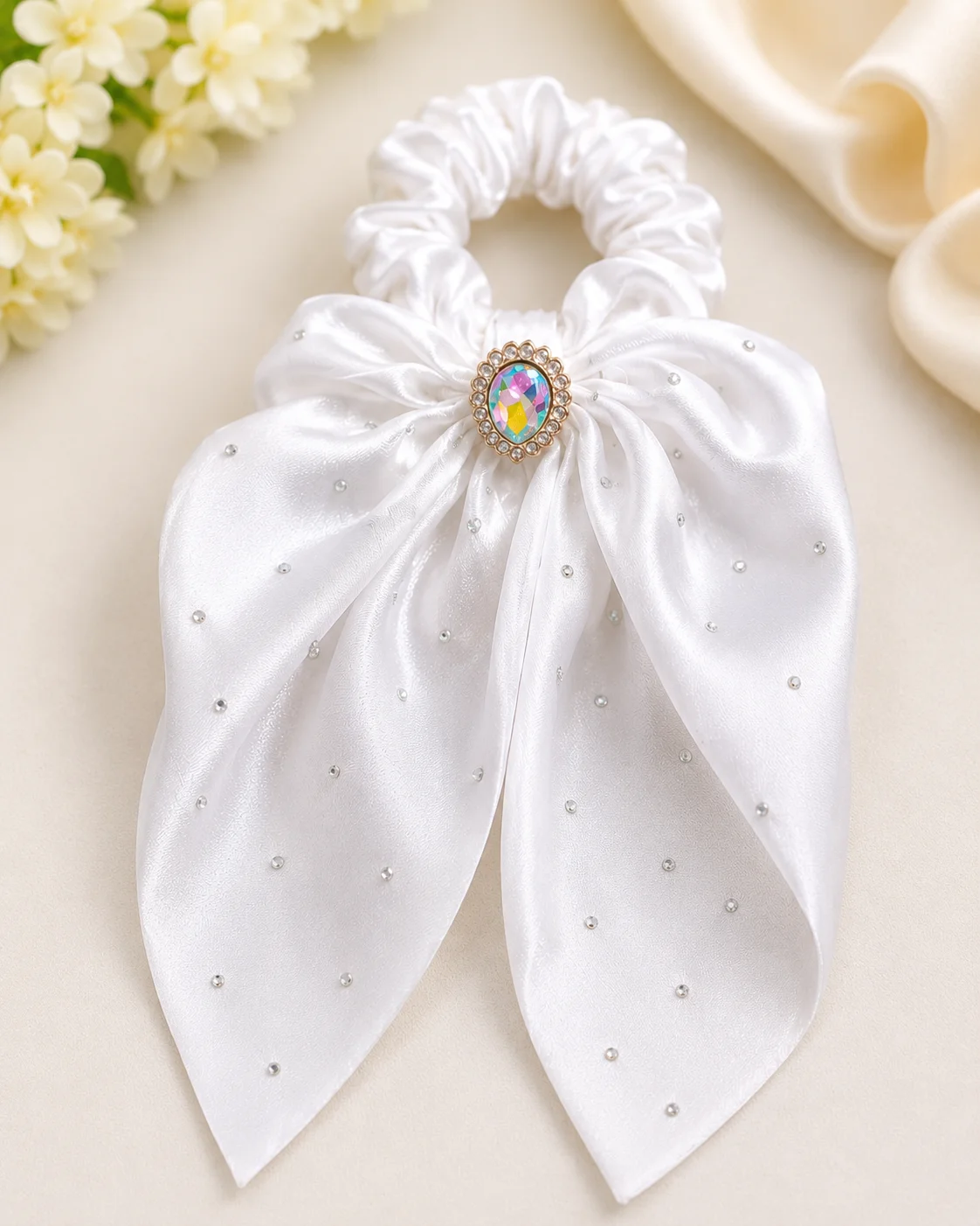 Luxury Satin Bow Scrunchie Set for Girls & Women