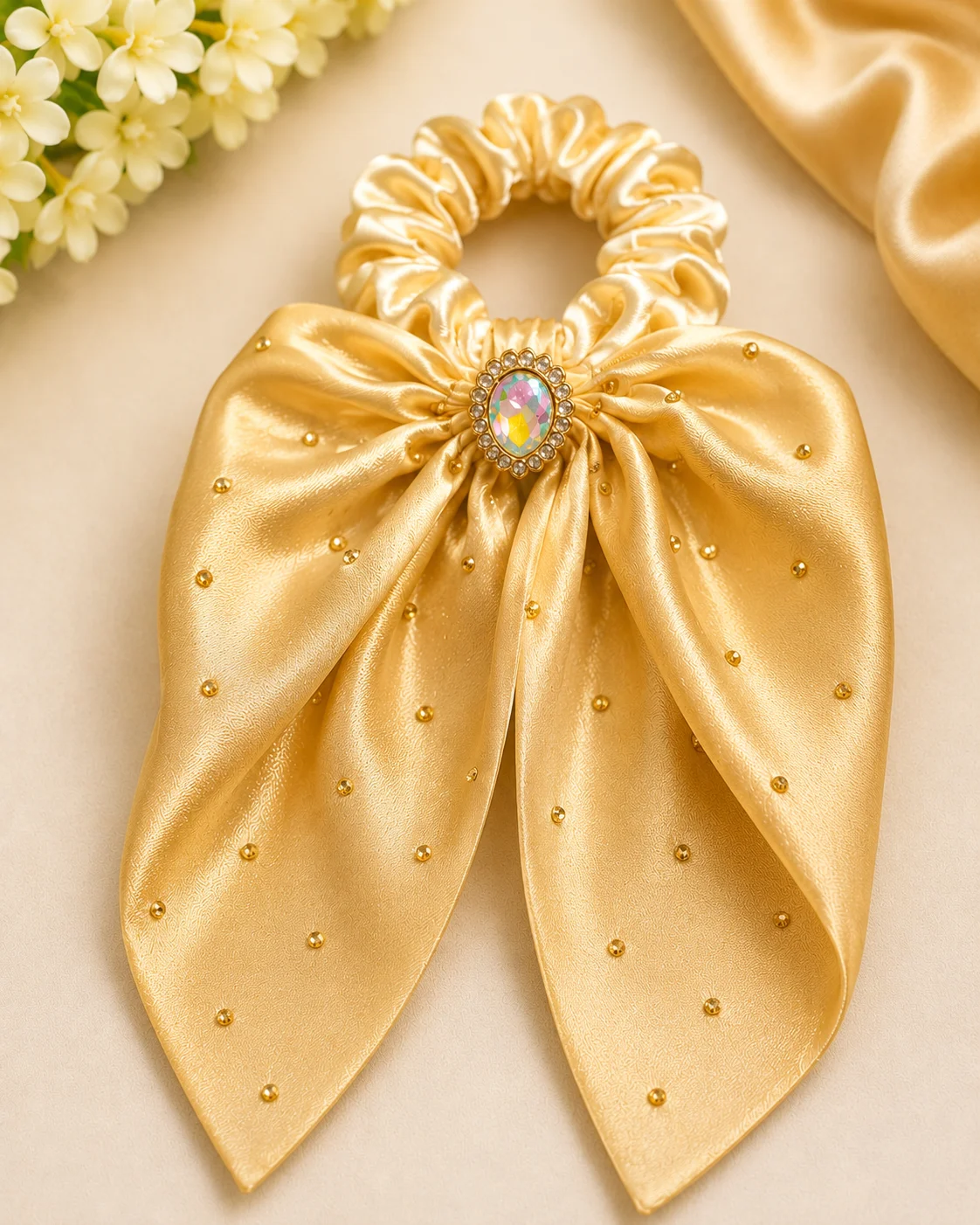 Luxury Satin Bow Scrunchie Set for Girls & Women
