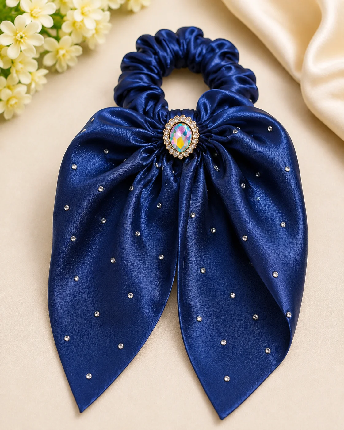 Luxury Satin Bow Scrunchie Set for Girls & Women