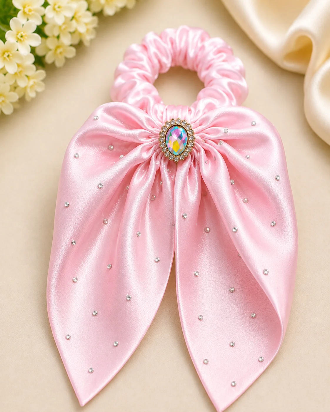 Luxury Satin Bow Scrunchie Set for Girls & Women