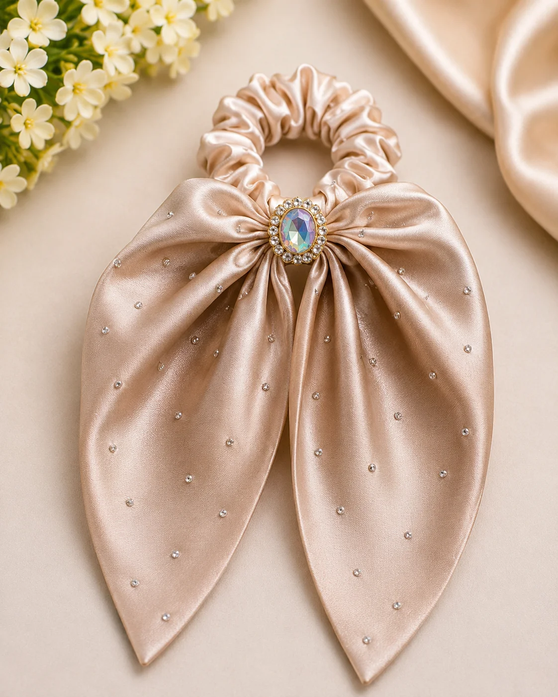 Luxury Satin Bow Scrunchie Set for Girls & Women