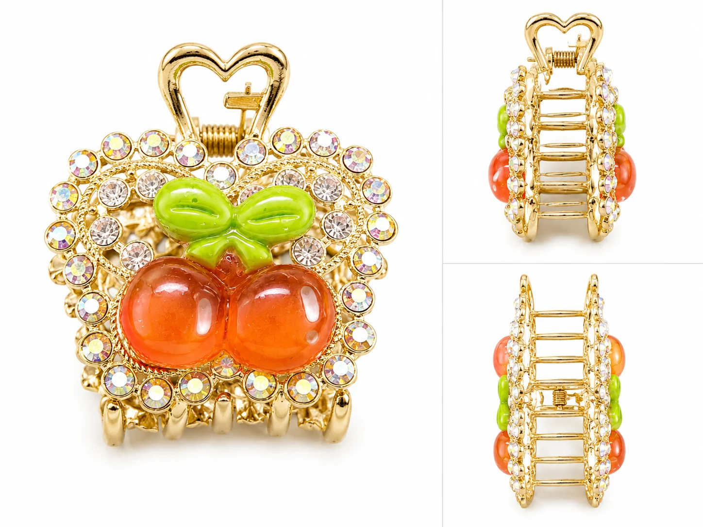 Cute Cherry Crystal Hair Claw Clip