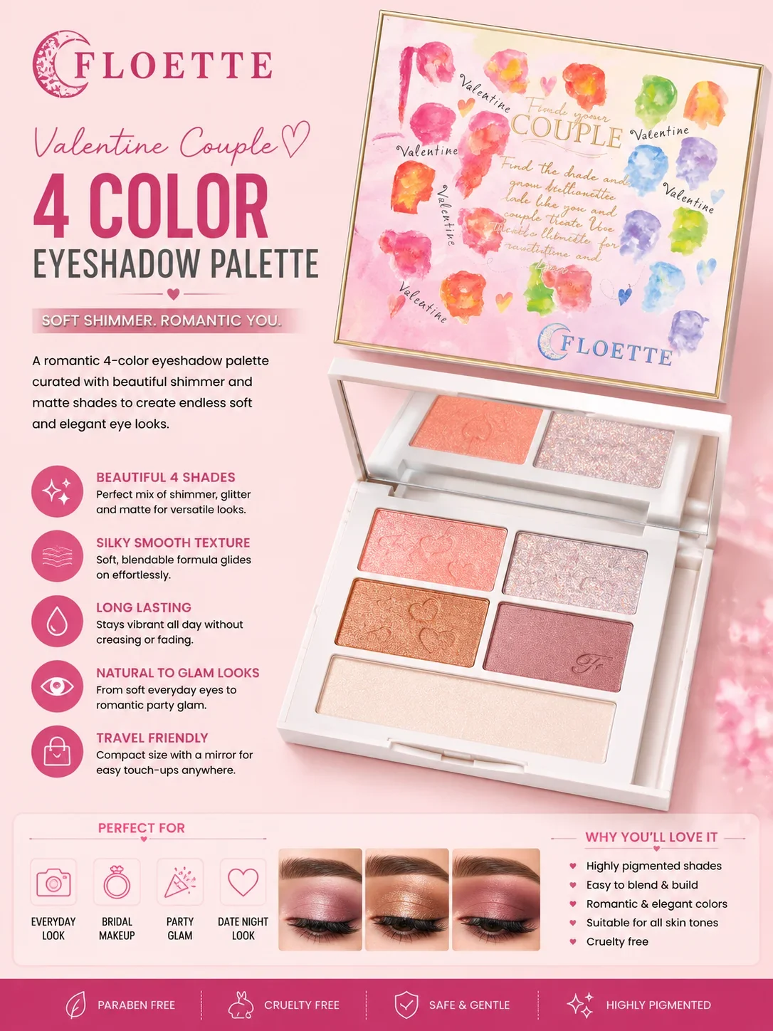 Floette Valentine Couple 4 Color Eyeshadow Palette