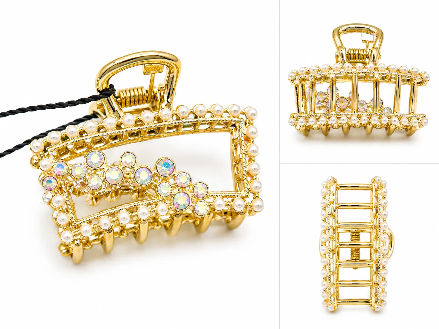 Luxury Pearl & Crystal Rectangle Hair CATCHER