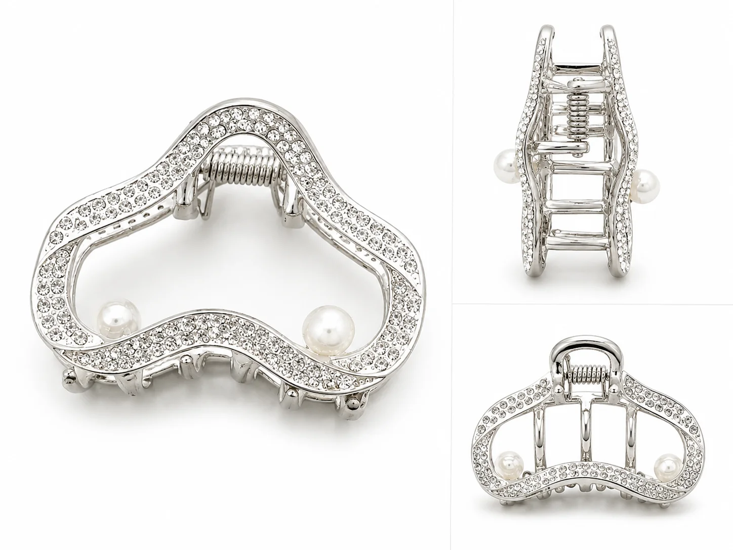 Elegant Pearl & Rhinestone Heart Hair CATCHER