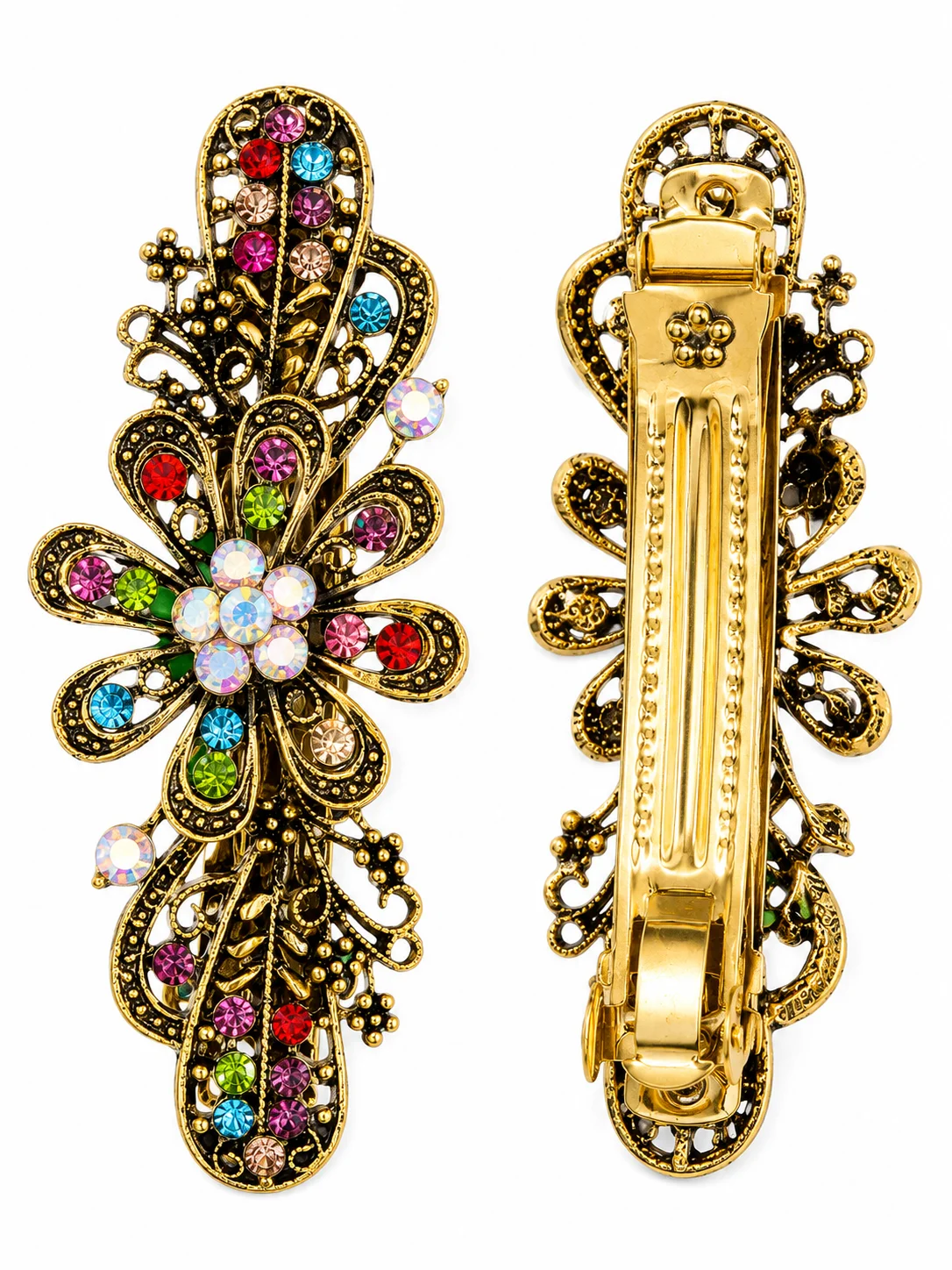 Elegant Gold Rhinestone Hair Clip for Women