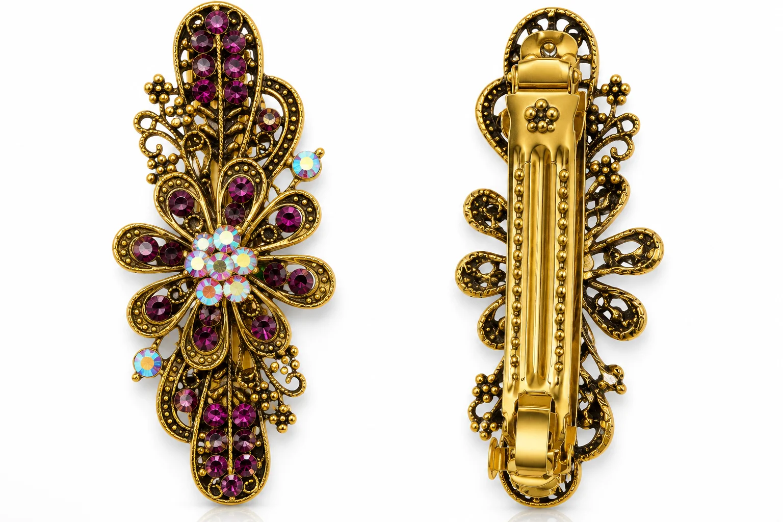 Elegant Gold Rhinestone Hair Clip for Women