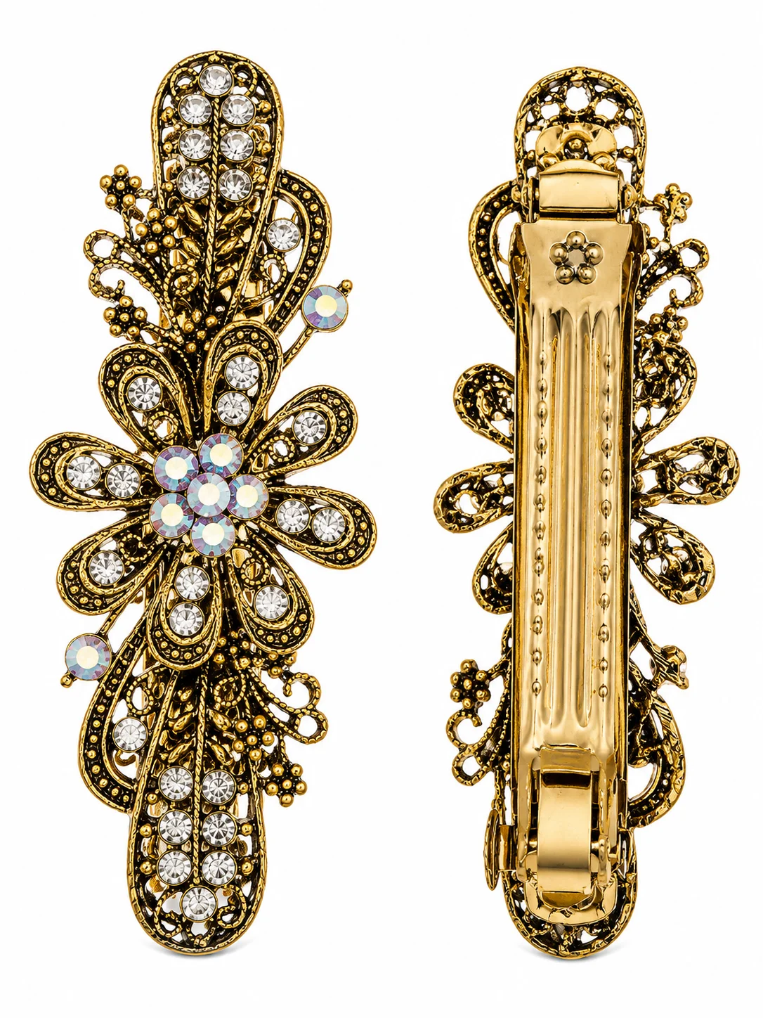 Elegant Gold Rhinestone Hair Clip for Women
