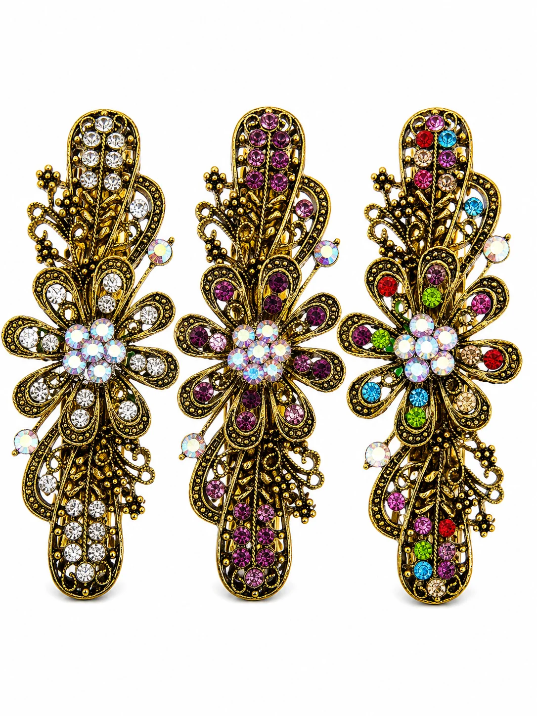 Elegant Gold Rhinestone Hair Clip for Women