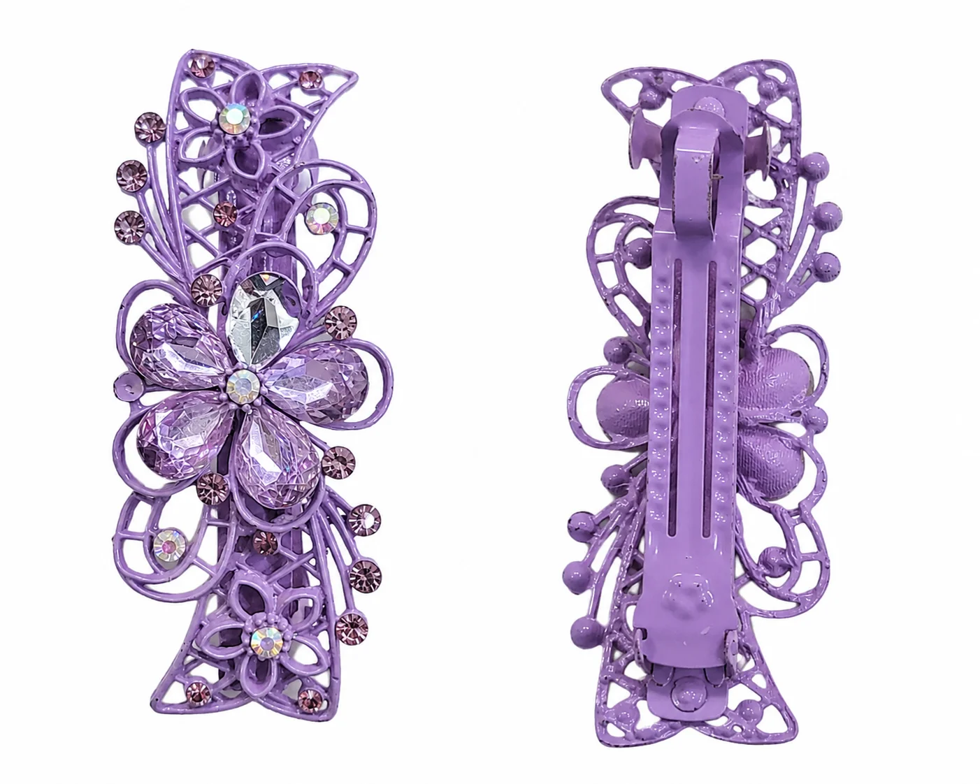 Luxury Purple Crystal Floral Hair Clip – Elegant Butterfly Style