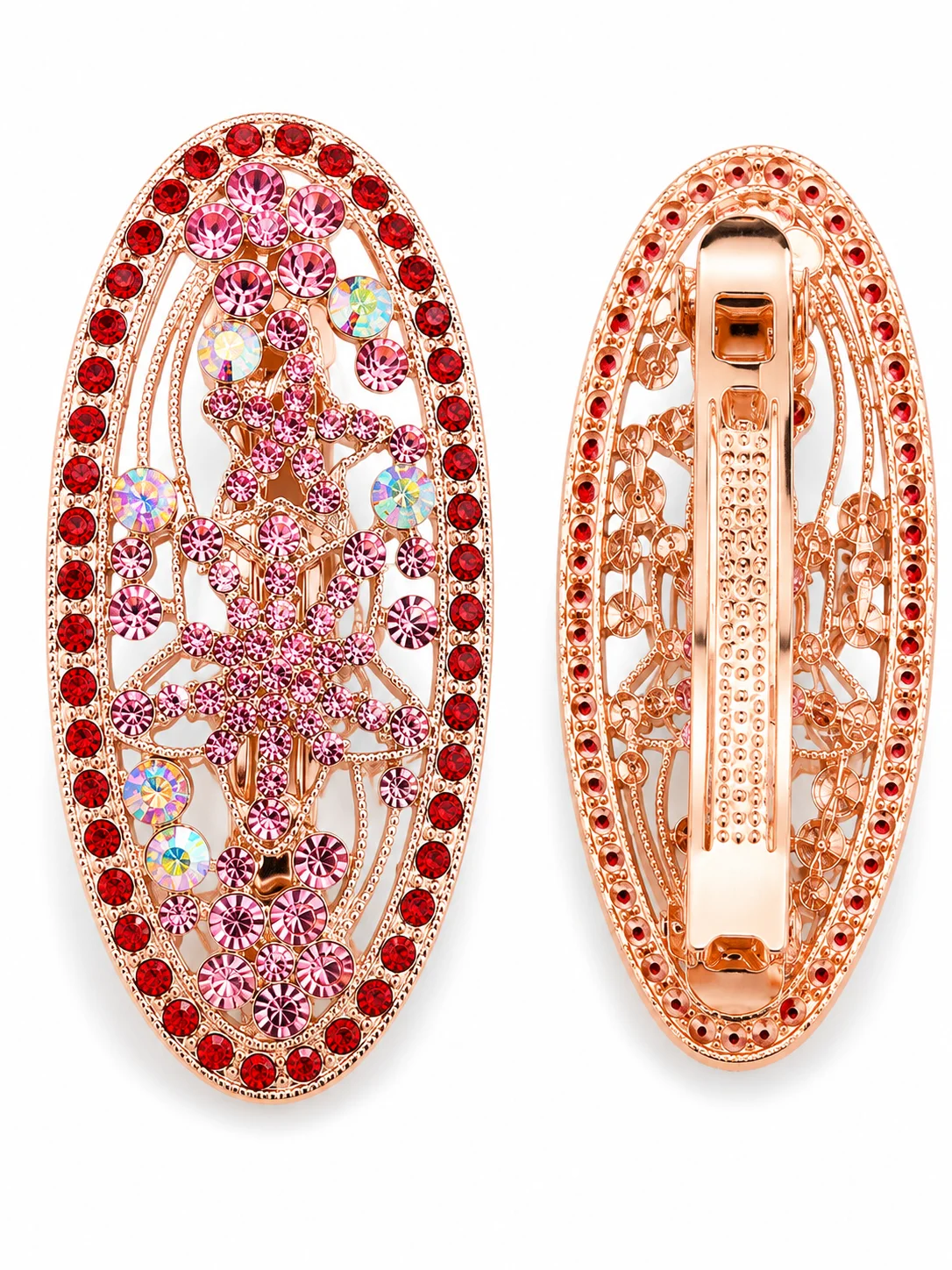 Luxury Rose Gold Crystal Hair Clip Set