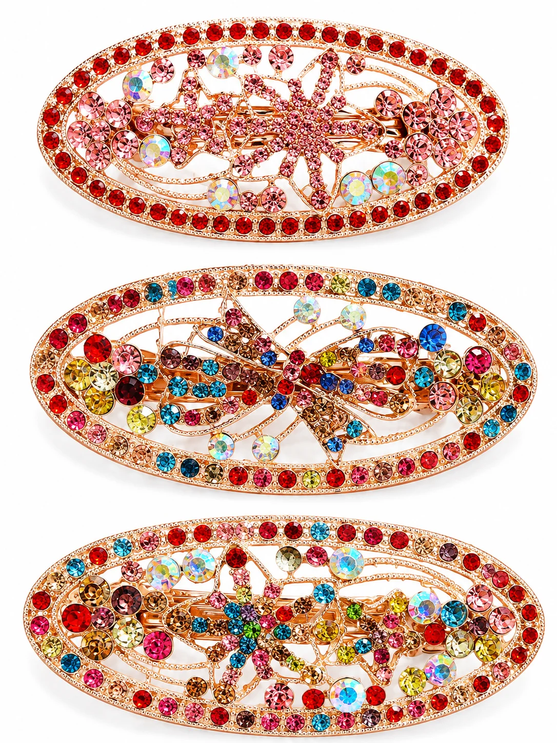 Luxury Rose Gold Crystal Hair Clip Set