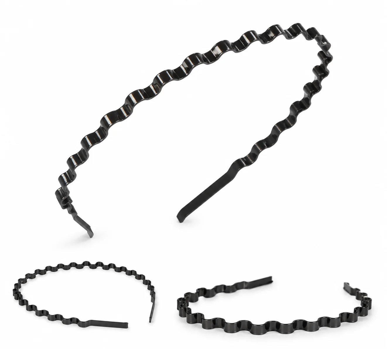 Black Wavy Metal Hair Band | Zigzag Non-Slip Headband for Women & Girls
