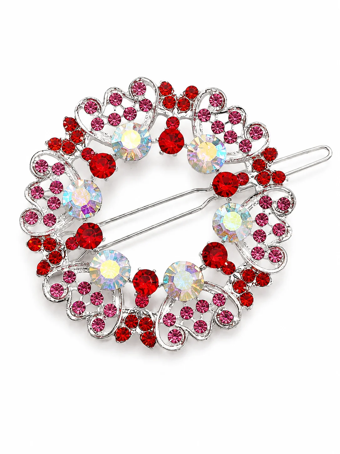 METAL Rhinestone Hair Pin Set – Floral Circle Design