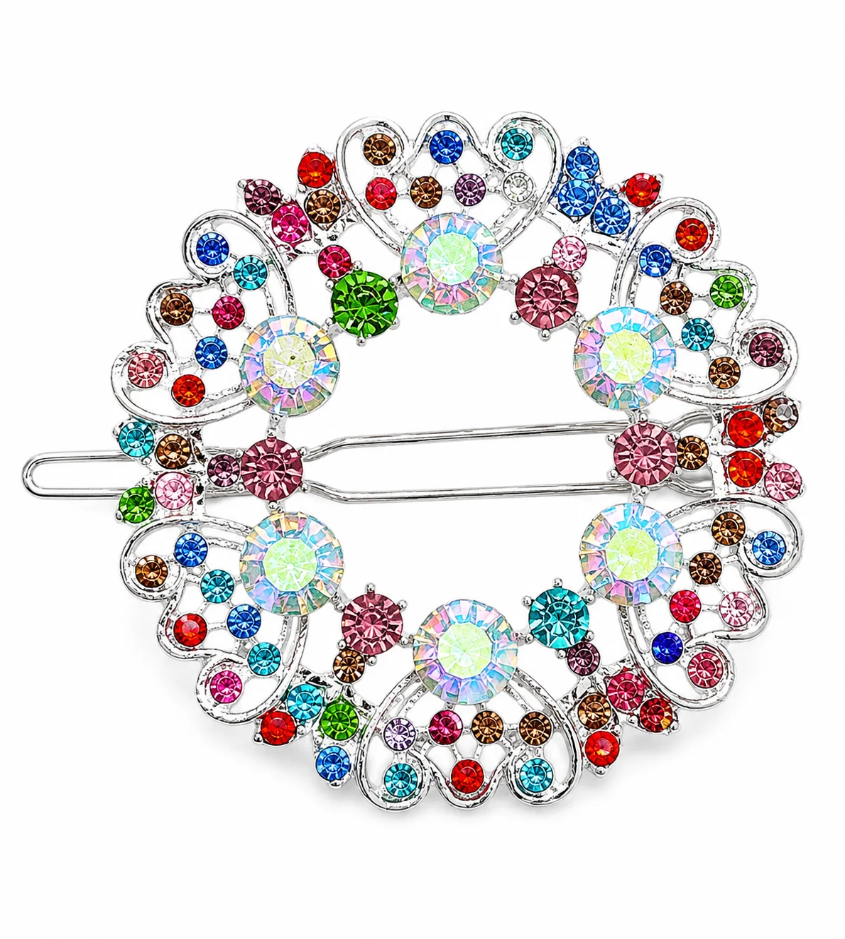 METAL Rhinestone Hair Pin Set – Floral Circle Design