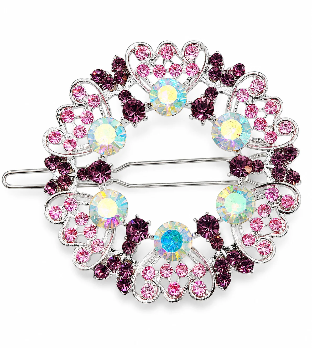 METAL Rhinestone Hair Pin Set – Floral Circle Design