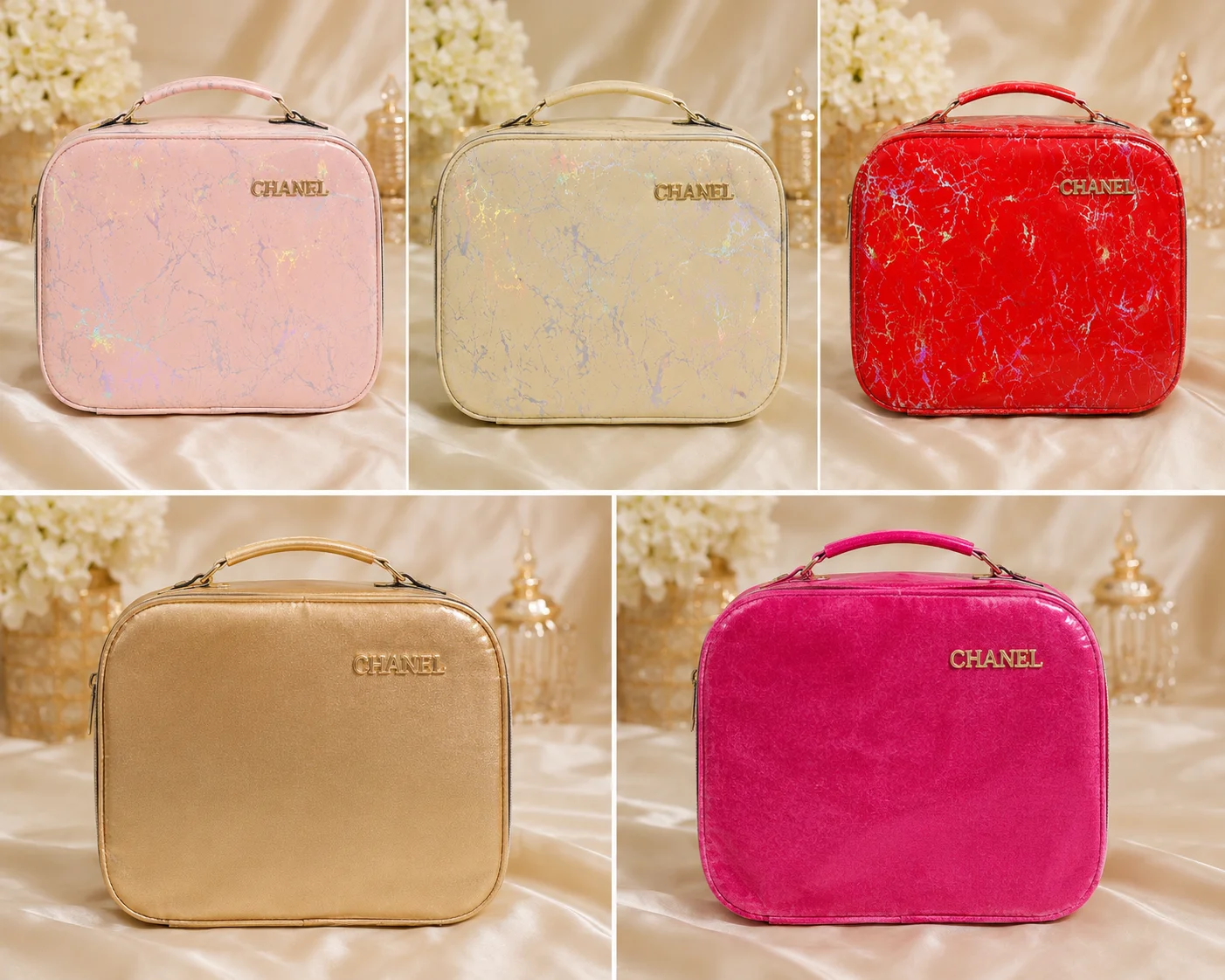 5 Colors Luxury Makeup Vanity Bag Set | Portable Cosmetic Organizer | Travel Beauty Case