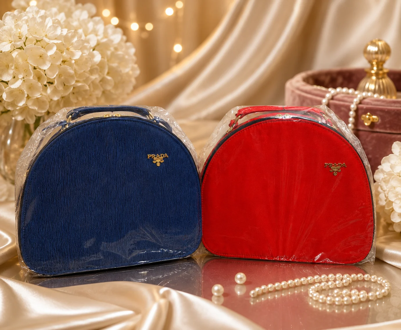 Luxury Travel & Cosmetic Organizer Bag – 2 Color Collection (Navy Blue & Red)