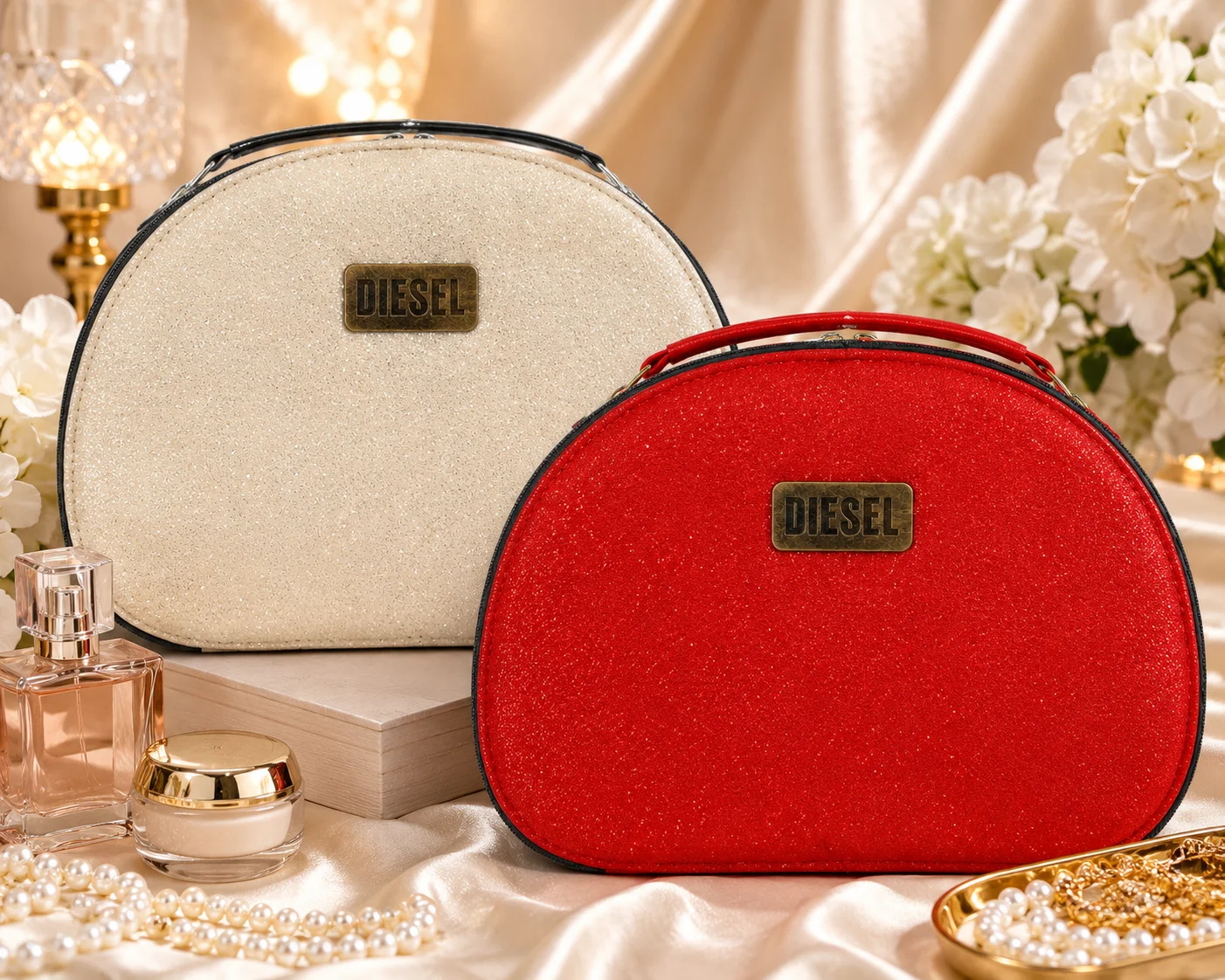 Luxury Glitter Cosmetic Bag – 2 Colors Makeup & Travel Organizer | Premium Zipper Beauty Case