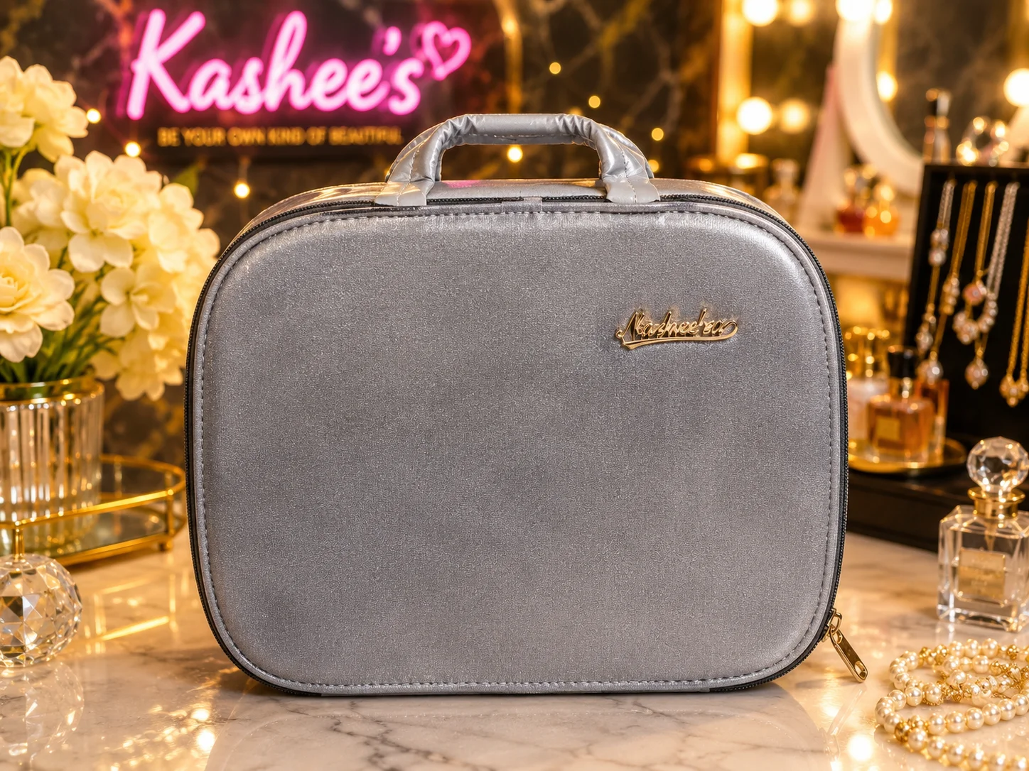 3-Piece Luxury Velvet Makeup & Cosmetic Bag Set –