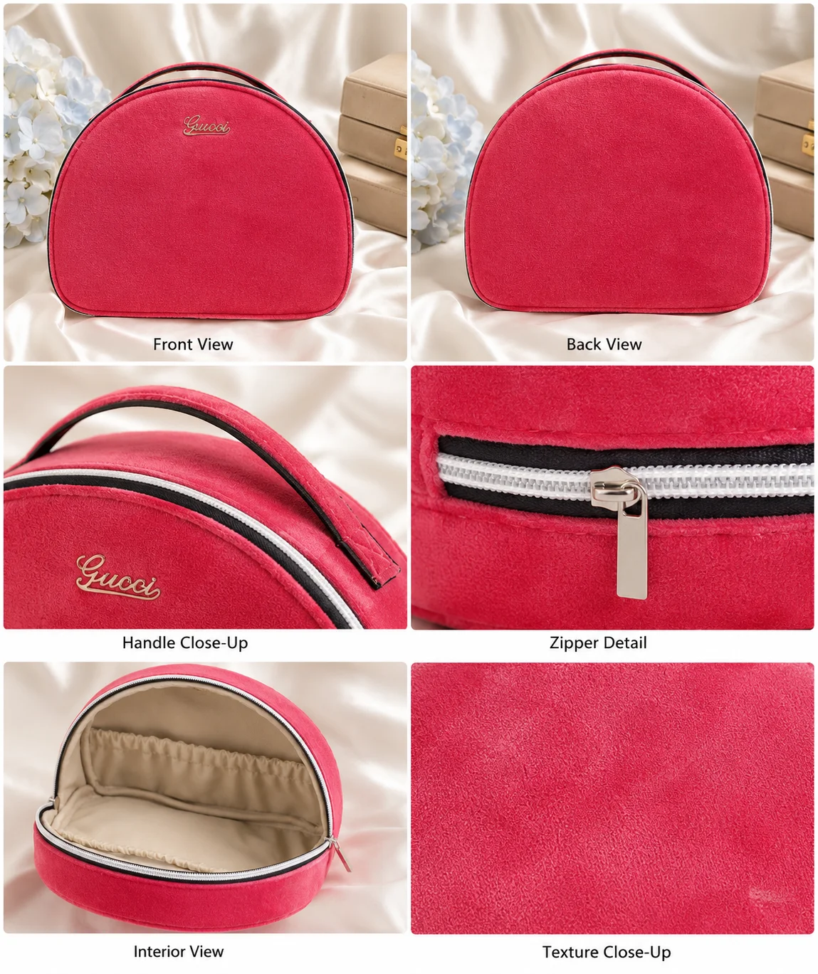 Luxury Velvet Cosmetic & Makeup Organizer Bag – Premium Travel Vanity Case with Zipper