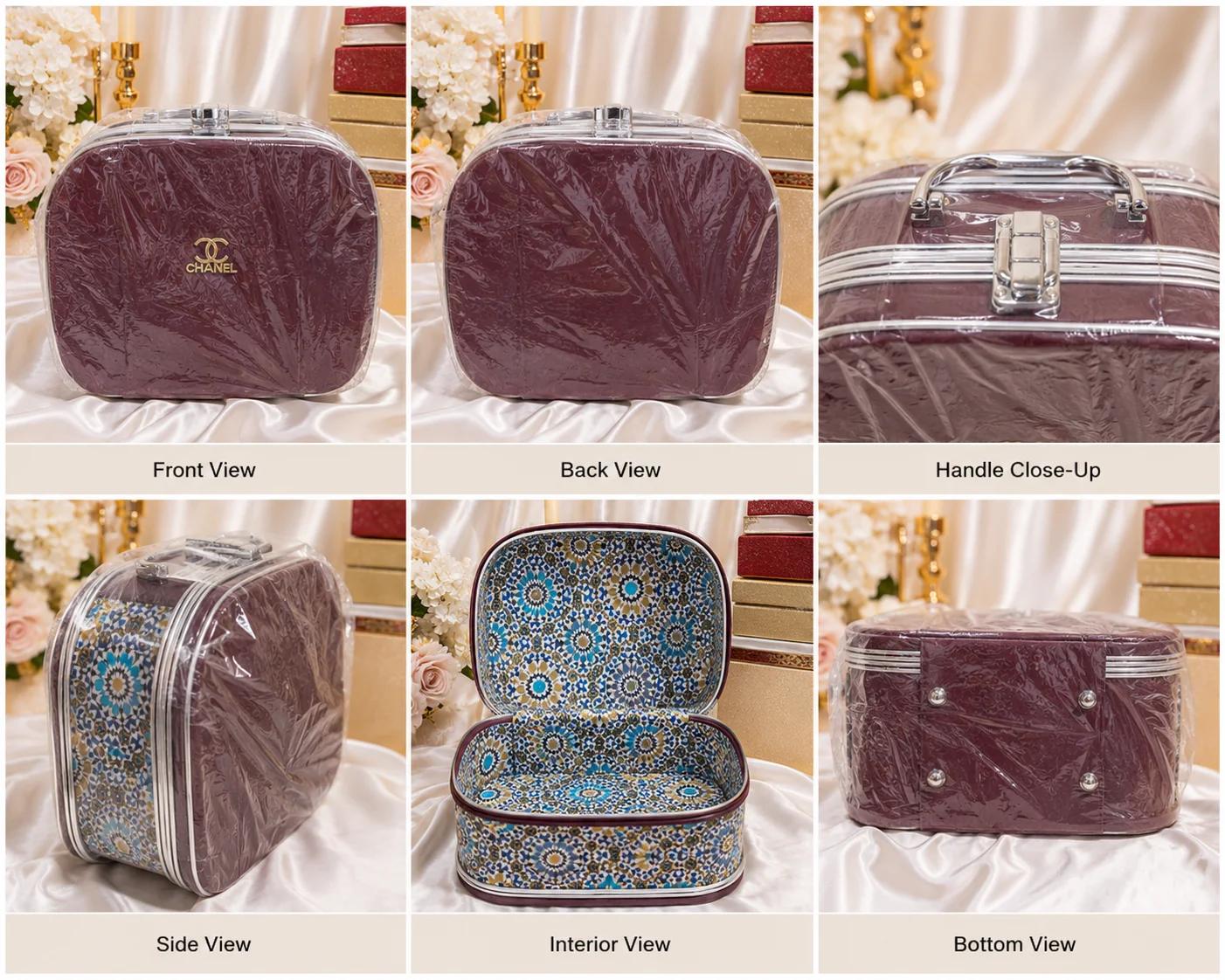 Luxury Maroon Hard Shell Makeup & Vanity Storage Case – Portable Travel Cosmetic Organizer