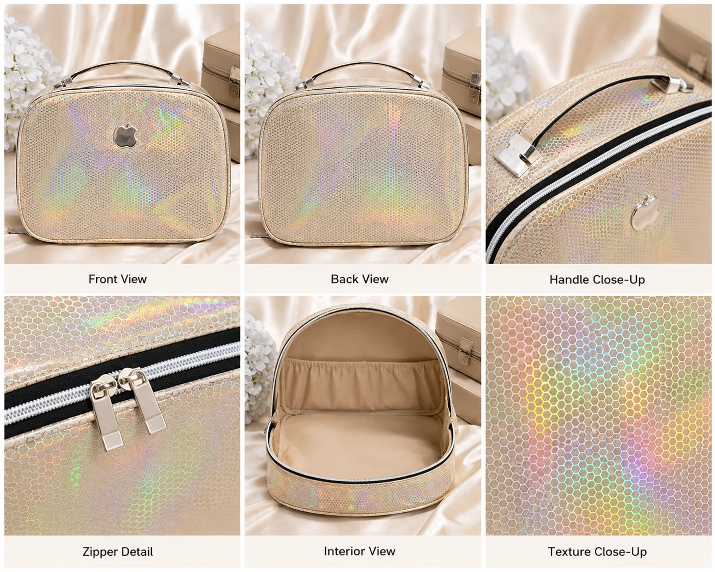 Luxury Holographic Cosmetic & Makeup Organizer Bag – Premium Travel Vanity Case (2 Colors)