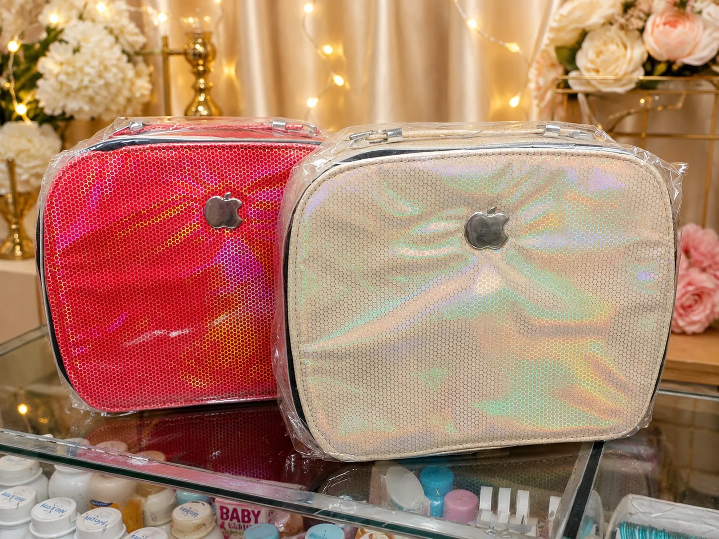 Luxury Holographic Cosmetic & Makeup Organizer Bag – Premium Travel Vanity Case (2 Colors)