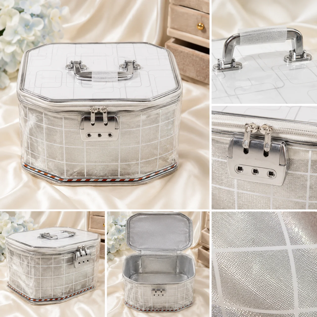 Premium Transparent Cosmetic & Makeup Storage Case with Handle