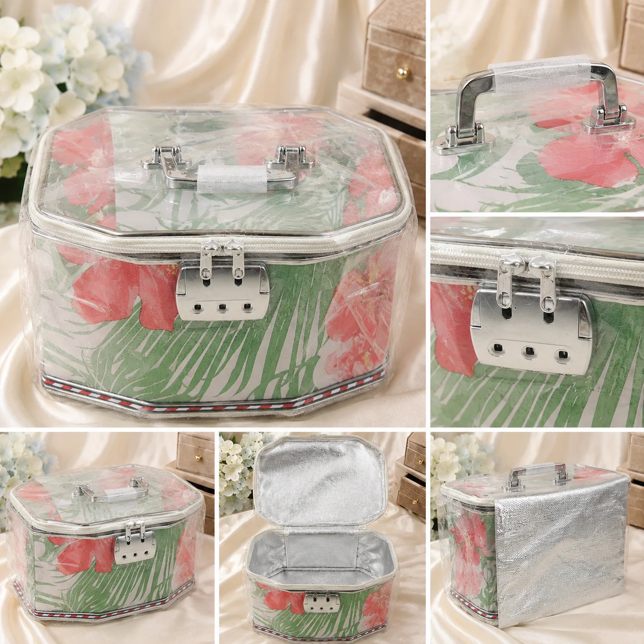 Premium Floral Cosmetic & Makeup Storage Case with Handle