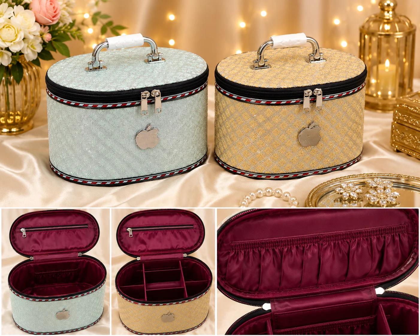 Luxury Glitter Makeup & Jewelry Storage Box – Premium Travel Vanity Organizer