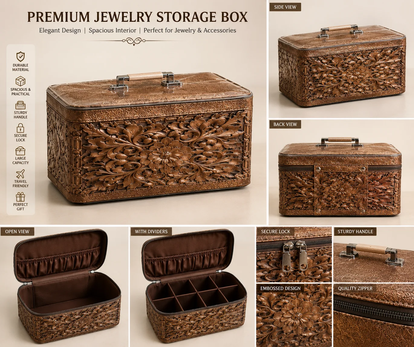 Luxury Embossed Cosmatic Storage Box
