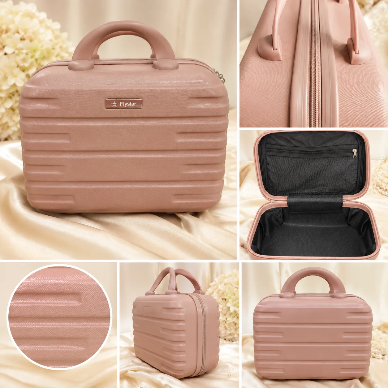 Large Size Luxury Hard Shell Makeup & Travel Vanity Case – Blush Pink