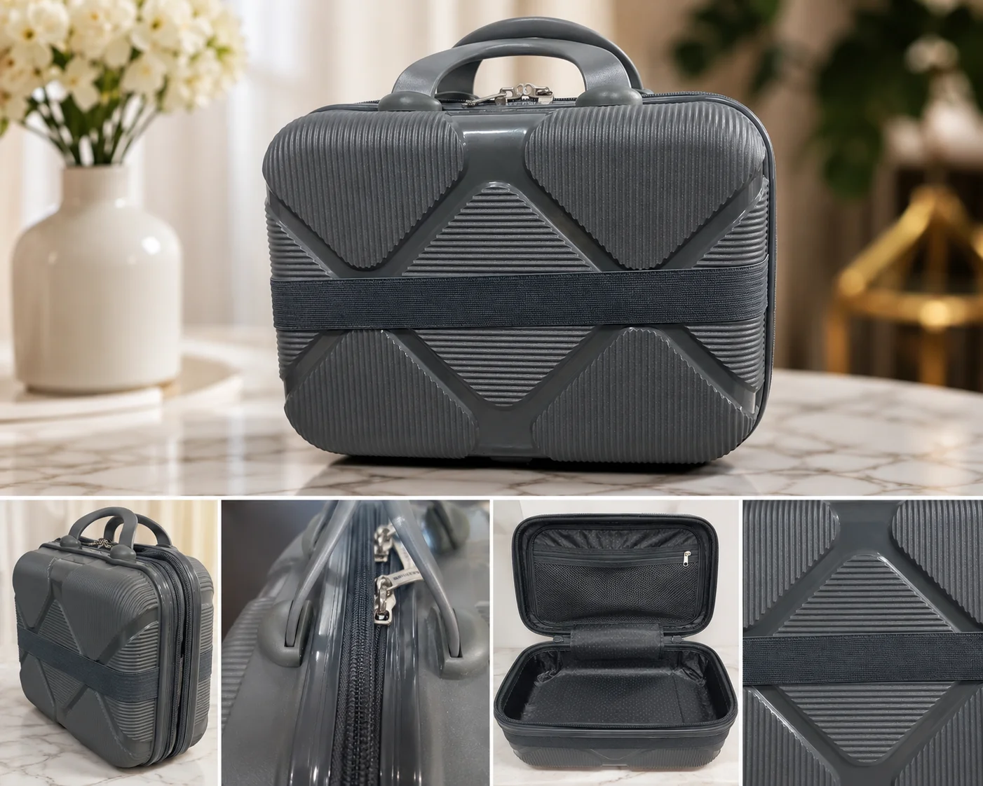 3-Piece Premium Hard Shell Makeup & Vanity Case Set – Durable Travel Cosmetic Organizer