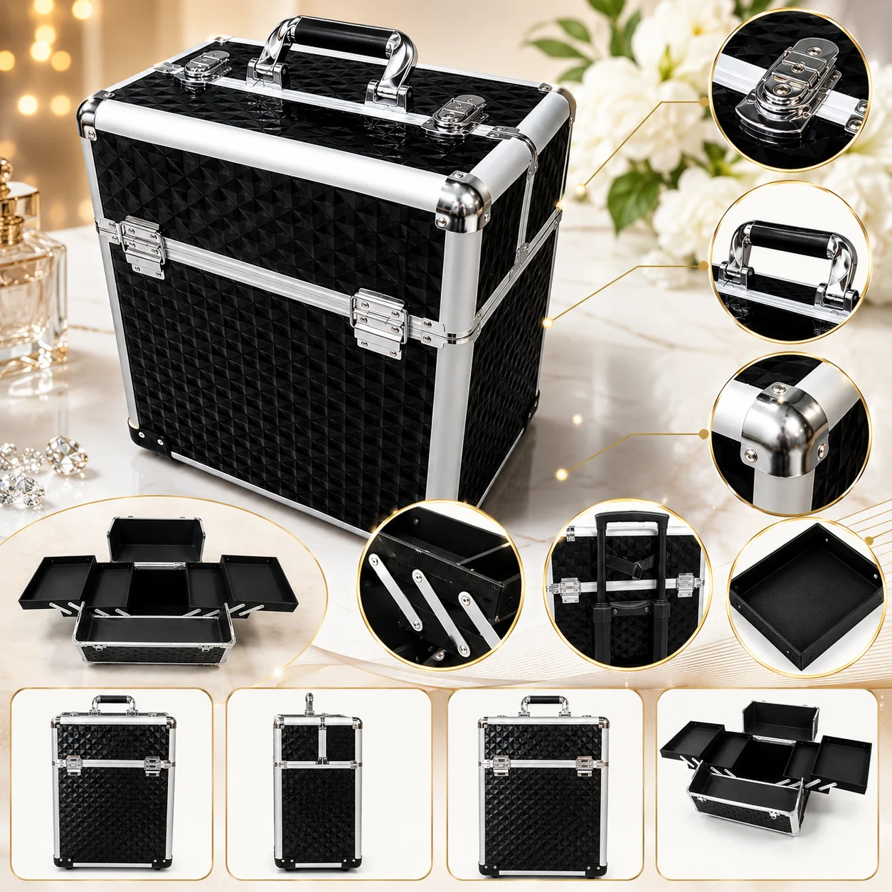Professional Makeup VANITY BOX & Cosmetic Storage Trolley Case