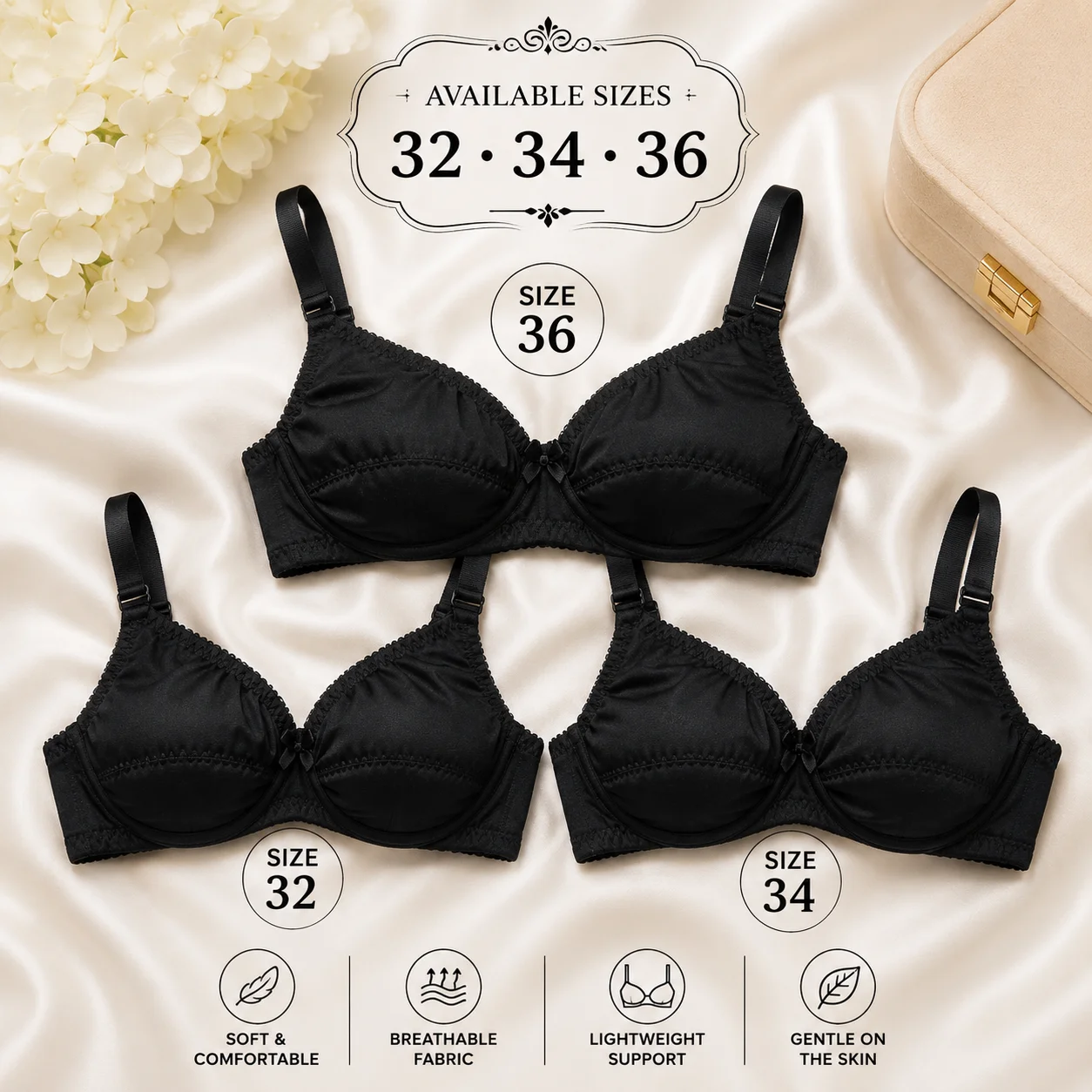 EsPiCo Premium Cotton Bra – Soft, Comfortable & Non-Padded | Size 32