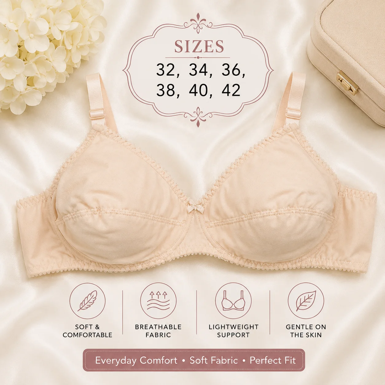 EsPiCo Premium Cotton Bra – Soft, Comfortable & Non-Padded | Size 32