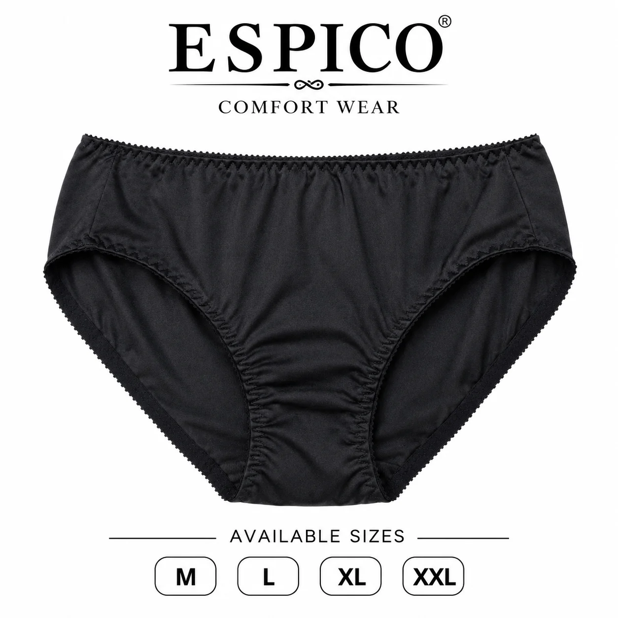 ESPICO Comfort Wear Women's Soft Stretch Panty – 2 Colors (Black & Skin) S–XXL