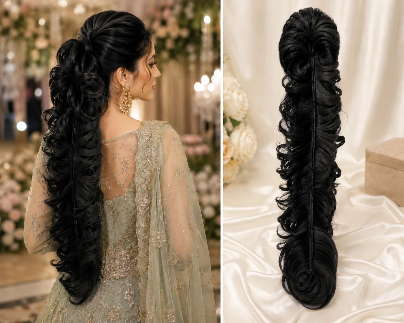Kashee's Jura Larii Hair Extension | Premium Bridal Bun Hairpiece