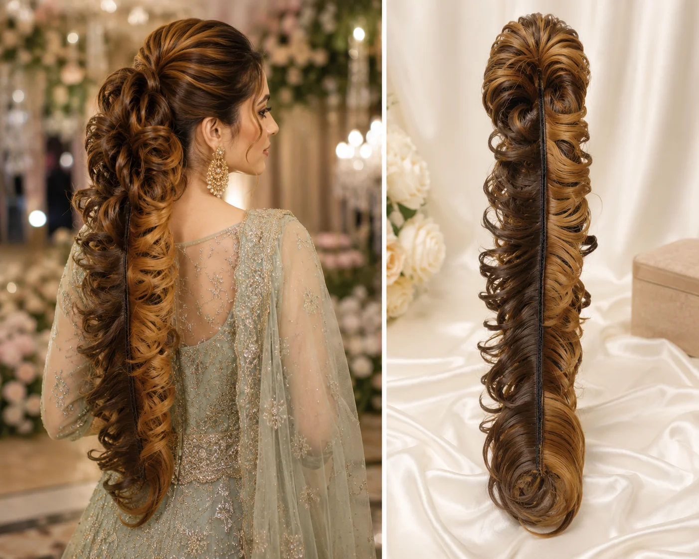 Kashee's Jura Larii Hair Extension | Premium Bridal Bun Hairpiece