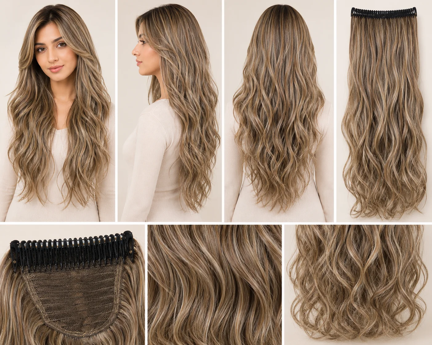 4 Color Claw Clip Hair Extensions Set